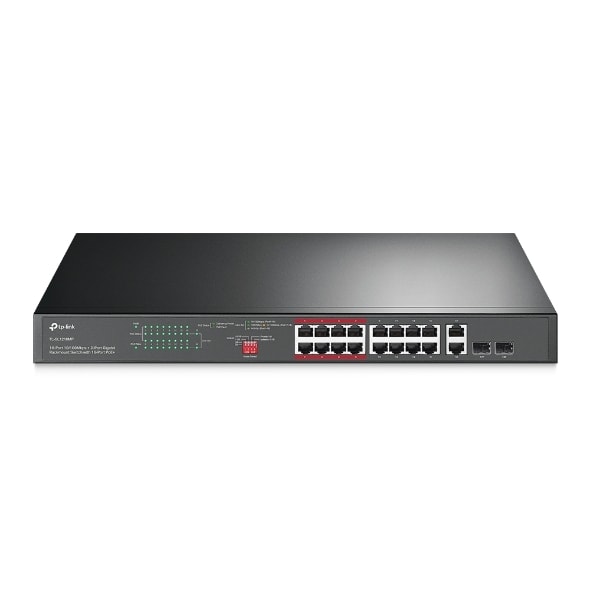 TP-LINK - 19'' 18-Port Gigabit PoE Switch 16 PoE+-Ports 2× Gigabit Combo Ports unmanaged 250W