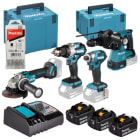 MAKITA - Akku-Set LXT: DGA504Z+DDF489Z+DHR243Z+DTD173Z+3x5Ah+Ladeg.Koffer
