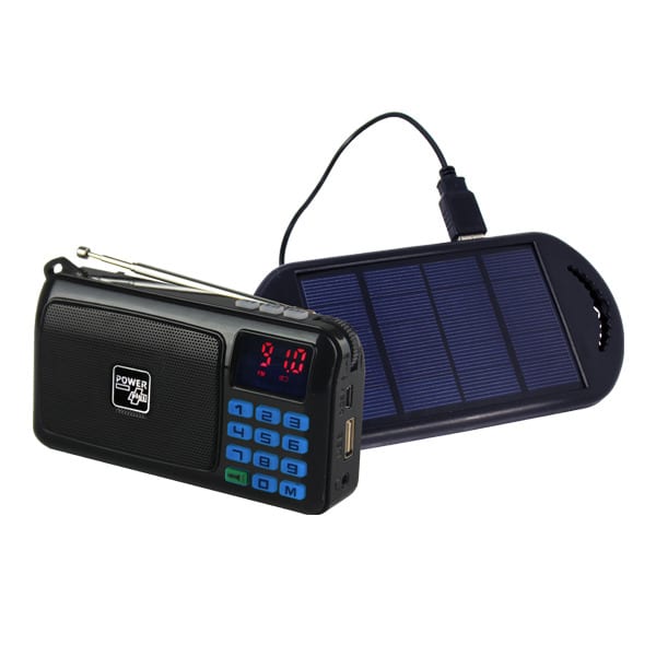 POWERPLUS - Solar-USB FM-Radio/MP3 Akku Uhr LED-Licht sw