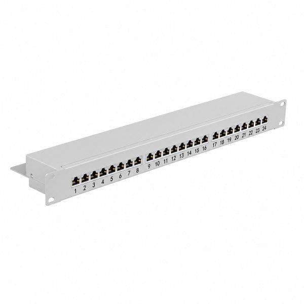 NTX - 19'' Patchpanel, geschirmt, LSA, KAT6, 24-Port 1HE, Grau