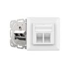 NTX - Datendose 2-Port geschirmt, LSA, KAT6A, 80x80 weiss