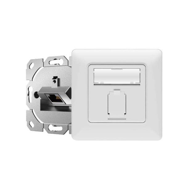 NTX - Datendose 1-Port geschirmt, LSA, KAT6A, 80x80 weiss