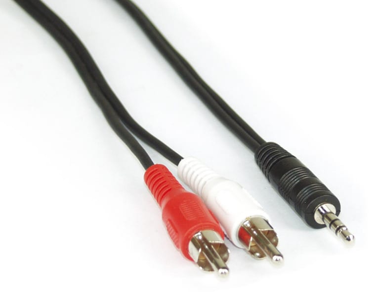 KINDERMANN - Audiokabel schwarz Stereo Cinch-Stecker auf 3,5mm Klinke 2m