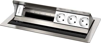 KINDERMANN - CablePort standard² 6-fach 3x Strom Edelstahl