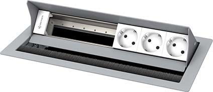KINDERMANN - CablePort standard² 6-fach 3x Strom RAL9006 silber