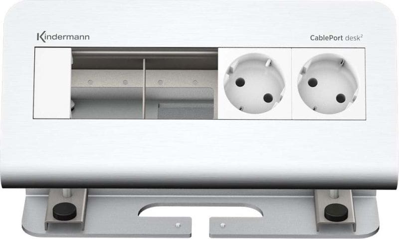 KINDERMANN - CablePort desk² 4-fach 2x Strom Alu eloxiert
