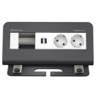 KINDERMANN - CablePort desk² 4-fach 2xStrom USB-Ladefunktion schiefergrau