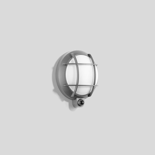 BEGA - Wandleuchte mit PIR-Sensor, für den Innen- & Außenbereich, Silber 3000 K 4000 K