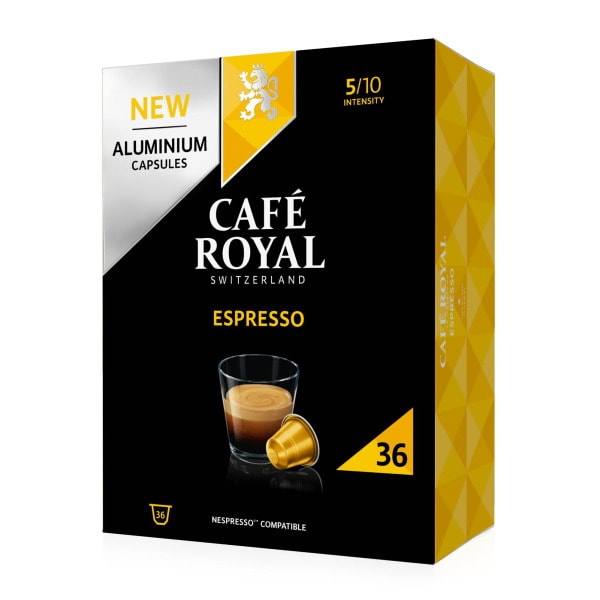 CAFE ROYAL - Kaffeekapselbox Alu Espresso (36 Kapseln) f.Nespressom.