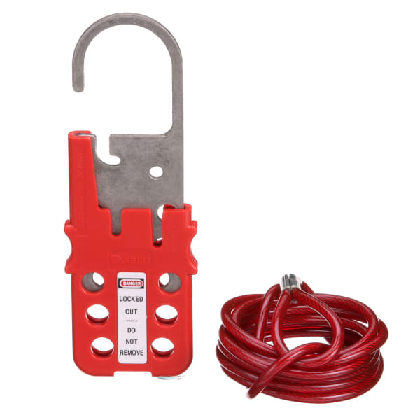 PANDUIT - Universalsperrvorrichtung f. 6 Schlösser m. iso. Stahlkabel, Rot, Pkg.1