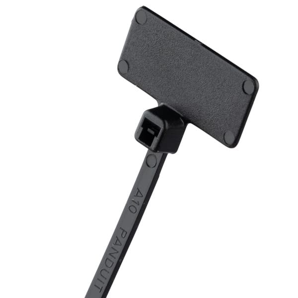 PANDUIT - beschreibbarer Kabelbinder, Flag, 4.3L (109mm), Mini, Wasserbeständig, Schwarz
