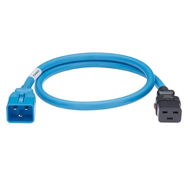 PANDUIT - Dual-Locking IT Power Cord, IEC C20 to IEC C19, 6 feet (1.8m), Blue