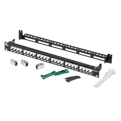 PANDUIT - 19 Zoll Patchpanel 1HE bestückt mit 24xRJ45 Cat.6 schwarz