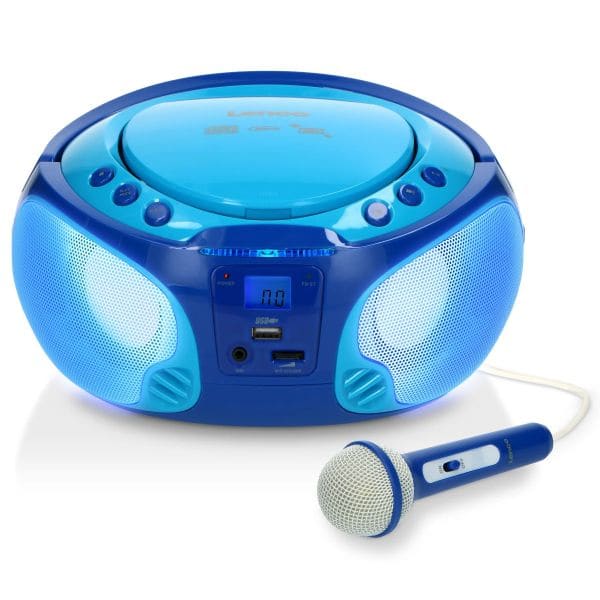 LENCO - Boombox tragbar FM radio cd mp3 usb Beleuchtung blau