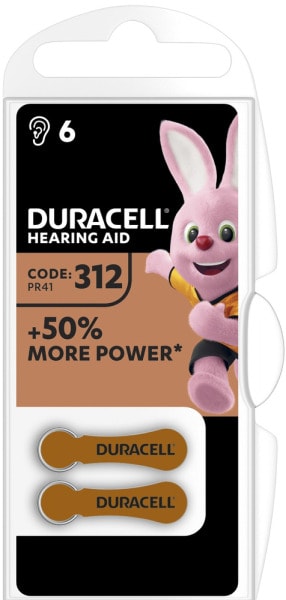 DURACELL - Batterie f. Hörgeräte EasyTab 312 ohne Quecksilber 1Bli=6Stk