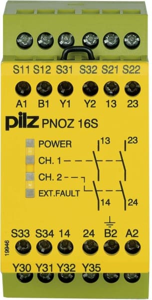 PILZ - Not-Aus-Schaltgerät 230AC 24DC 2n/o 2s PNOZ 16S #774076