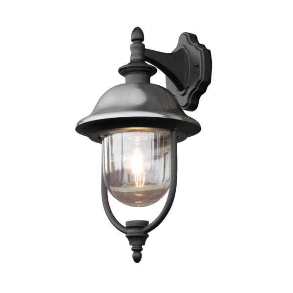 KONSTSMIDE - Parma Wandleuchte ab mit Edelstahldach, 1xE27 Sockel, max 1x75W, 240V, Aluminium/Acrylglas