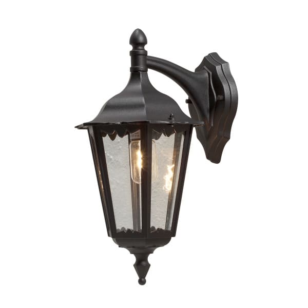 KONSTSMIDE - Firenze Wandleuchte ab schwarz, 1xE27 Sockel, max 1x100W, 240V, Aluminium/Glas