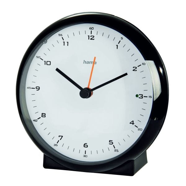 HAMA - Funkwecker analog geräuscharm Hintergrundlicht Snooze 1AA sw