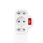 HAMA - Steckdosenadapter 3fach 1xSchutzkontakt 2xEuro Schalter