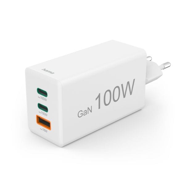 HAMA - Schnellladegerät GaN 2xUSB-C 1xUSB-A PD 100W ws