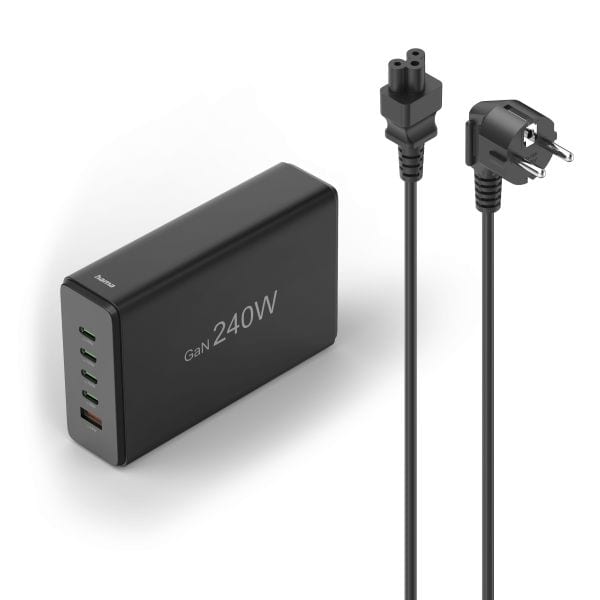 HAMA - Schnellladegerät 5Ports GaN 4xUSB-C 1xUSB-A PD 240W sw