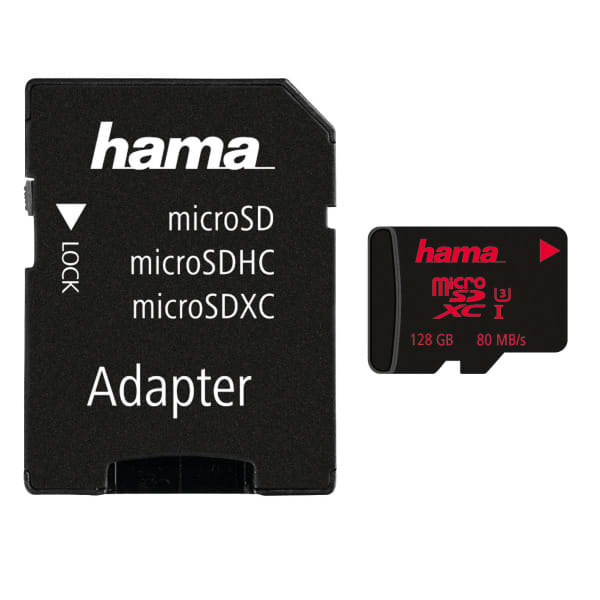 HAMA - MicroSDXC Karte UHS-I 80MB/s inkl. Adapter/Mobile 128GB sw