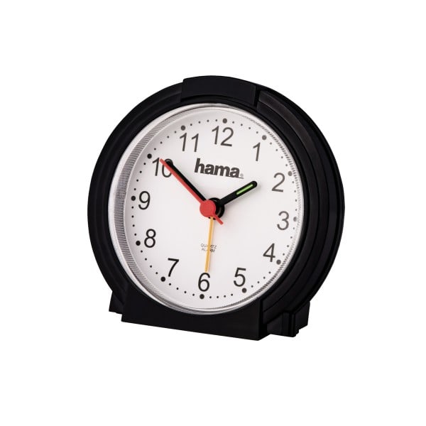 HAMA - Wecker analog geräuscharm fluoreszierend 1xAA schwarz-weiß
