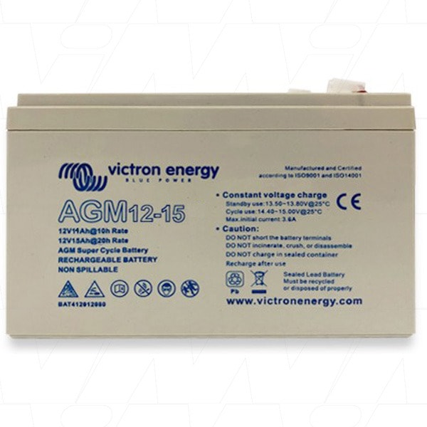 VICTRON ENERGY - Victron 12V/15Ah  AGM Super Cycle Batt. (Faston 6.3x0.8mm)
