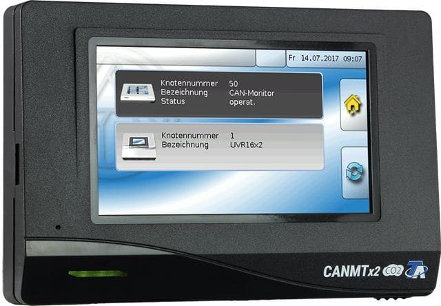 TECHNISCHE ALTERNATIVE - CAN-Monitor x2 mit CO2-Sensor, schwarzes Gehäuse
