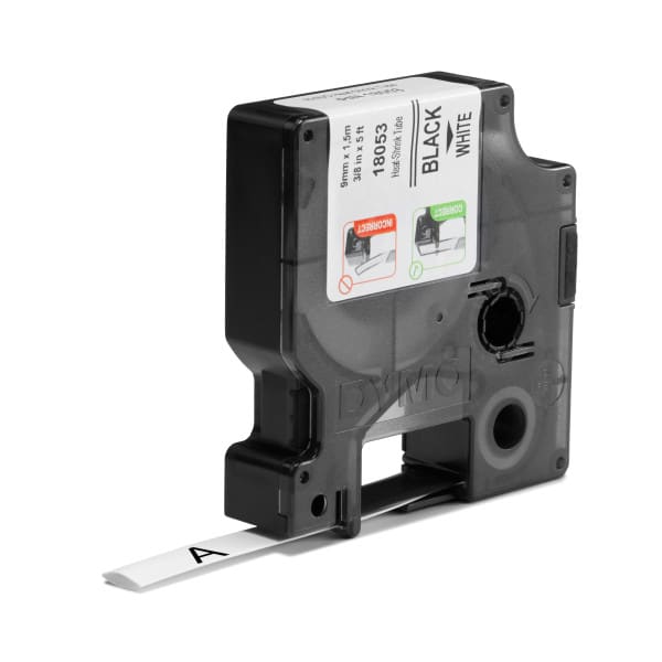 DYMO - DYMO Rhino Heißschrumpfschlauch IND, 9mm x 1,5m Ø: 1,73-3,73mm, schwarz auf weiß