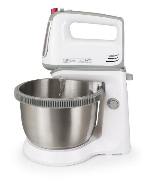 SILVA HOMELINE - Handmixer 400W 6Stufen 3.4L Edelst.Rührschüssel weiß