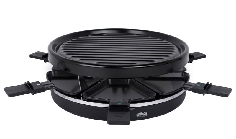SILVA HOMELINE - Raclette 850W 6Pfännchen antihaft.Grillplatte rund sw