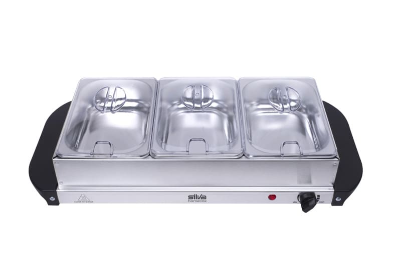 SILVA HOMELINE - Buffetwärmer 200W 3x1.5L Speisebehälter Thermostat edelstahl