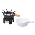 BKITCHEN - FondueSet 1500W 8Gabeln 2Töpfe:Keramik/Gusseisen Stufenl.Thermost.