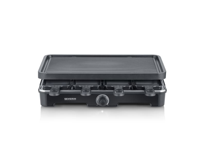 SEVERIN - Raclette 1400W 8Pfännchen antihaft Grillpl. Geriffelt Thermostat sw