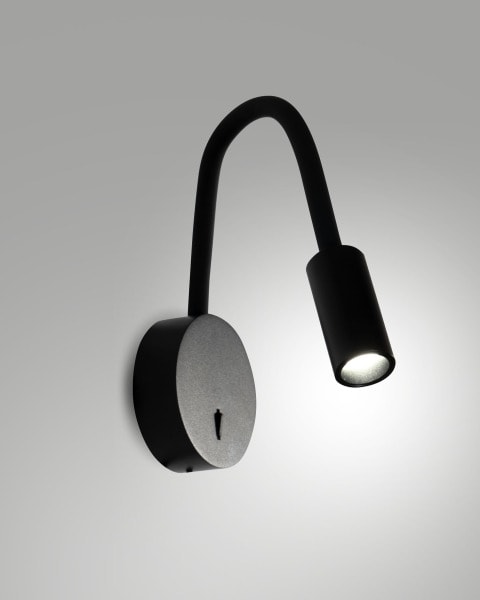 FABAS LUCE - FLUX Wandleuchte schwarz, Schwanenhals und Schalter