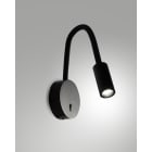 FABAS LUCE - FLUX Wandleuchte schwarz, Schwanenhals und Schalter