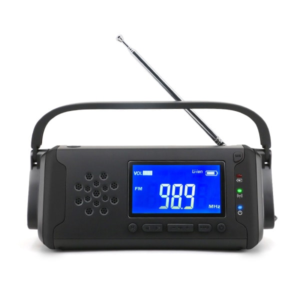 NABO - Solar-Kurbelradio AM/FM Taschenl. Powerb. USB-Ladef. sw