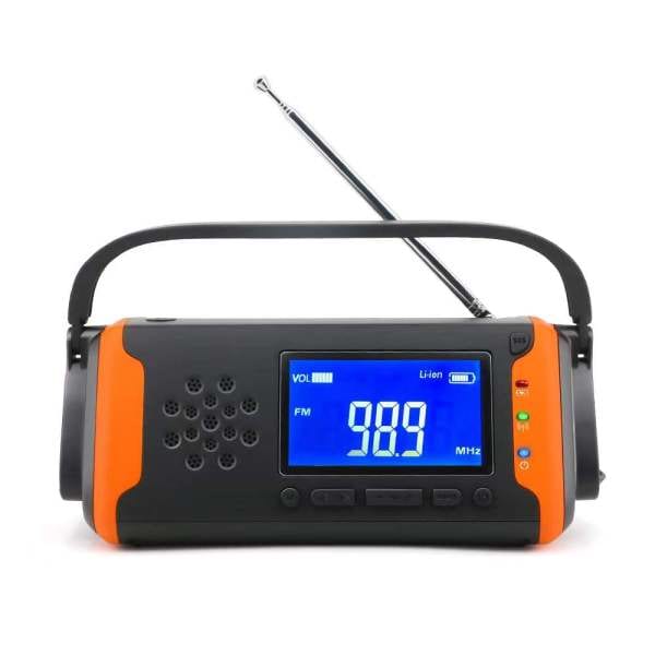 NABO - Solar-Kurbelradio AM/FM Taschenl. Powerb. USB-Ladef. or-sw