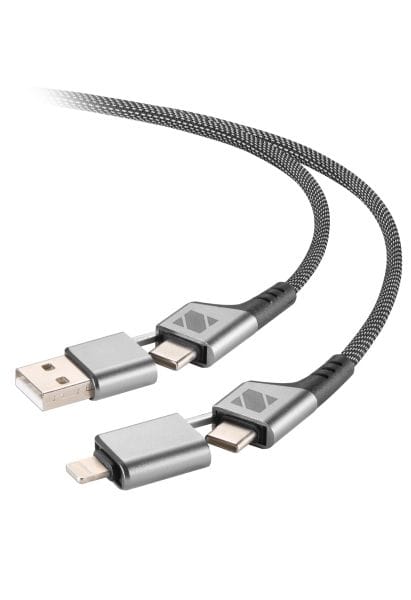 NABO - Ladekabel 4 Stecker 1xUSB-A/2xUSB-C und 1xLightning 1m