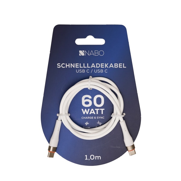 NABO - Schnellladekabel 2.0 USBC/USBC 20V 3A 60W 480MBit/s Silk touch 2m ws