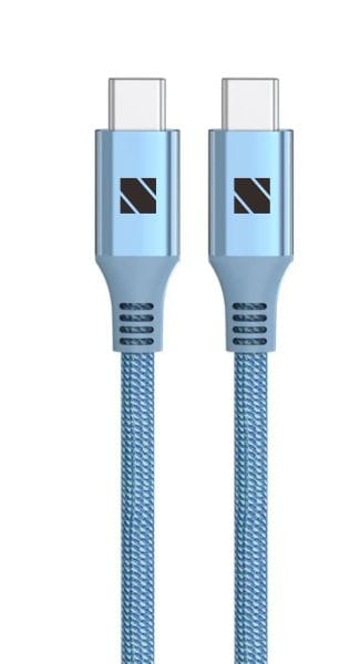 NABO - Schnellladekabel 2.0 USBC/USBC 100W 480MBit/s Silikon Mesh 1m hellblau