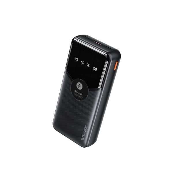 NABO - Powerbank 20.000 mAh integr.USBC & Lightning Kabel max. 22.5W Display sw