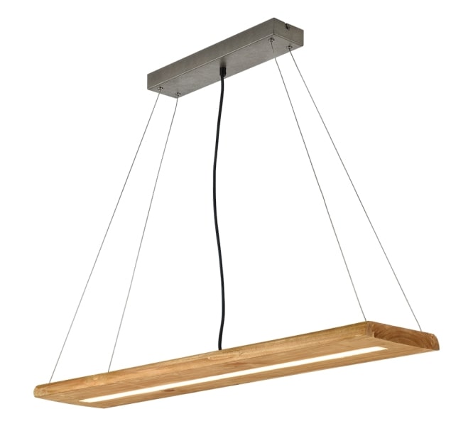 TRIO LEUCHTEN - 3000lm 3000K,H150xB.20xL.100cm Metall Nickel antik, Echtholz