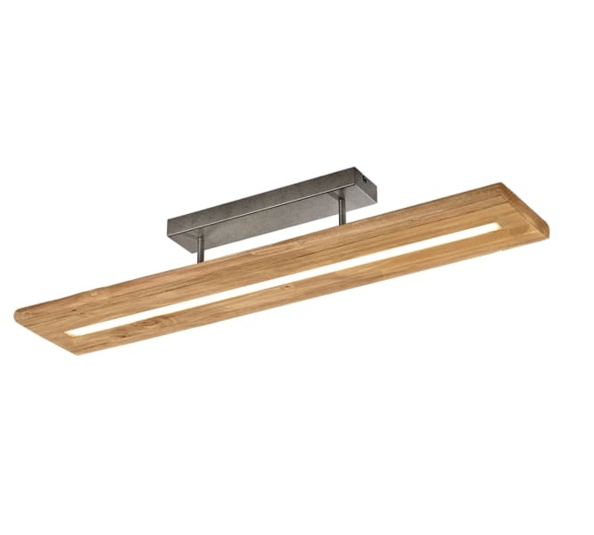 TRIO LEUCHTEN - 3000lm 3000K,H16,7xB.20xL100cm Metall Nickel antik, Echtholz