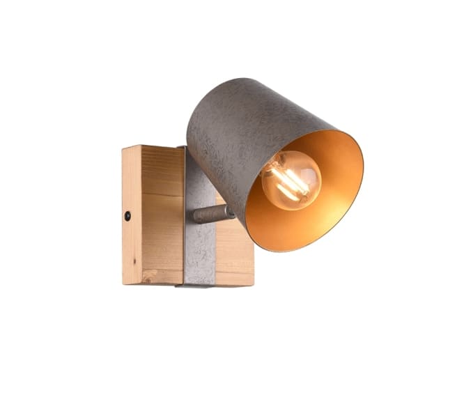 TRIO LEUCHTEN - L.11xH.11xAusl.23cm, Holz Deko Metall Nickel antik Gold