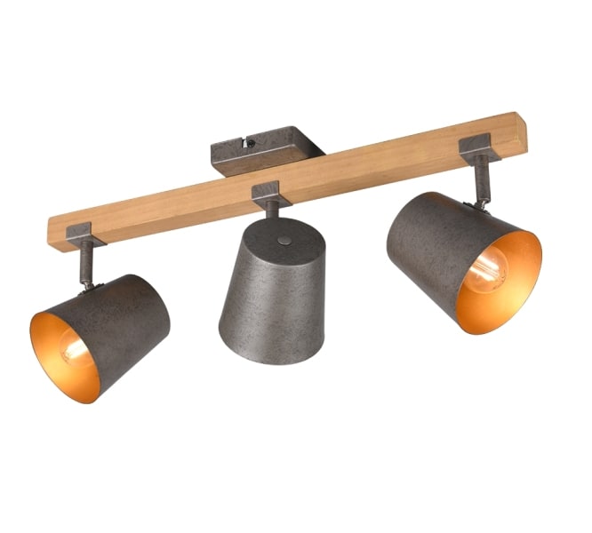 TRIO LEUCHTEN - D.10,5xL.58xH.23cm, Holz Deko Metall Nickel antik Gold