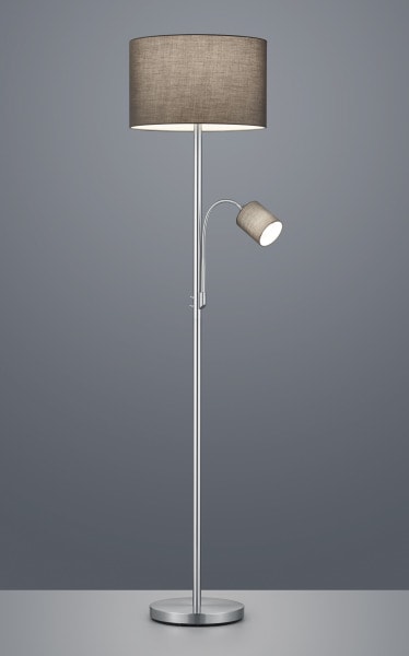 TRIO LEUCHTEN - ohne LM, D:40xH:170cm Metall Nickel matt, Stoff grau
