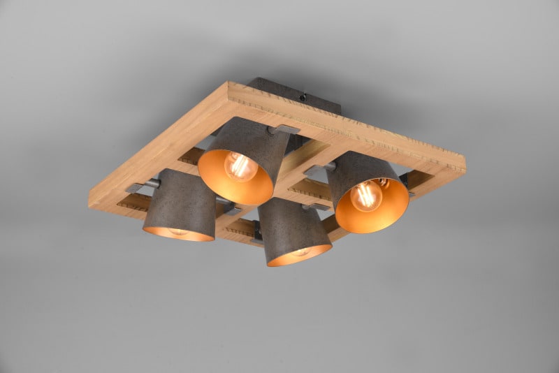 TRIO LEUCHTEN - D.10,5xL.39xB39xH.18cm, Holz Holz Deko,Metall Nickel a Gold